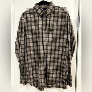 - Faconnable France Dress Shirt Plaid Long Sleeve Front Pocket Mens Size L…